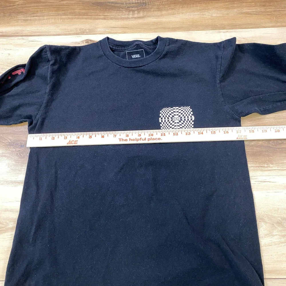 Vans Long Sleeve Shirt Mens Small Streetwear Cotton Classic Fit Black Skater Tee - Picture 6 of 8